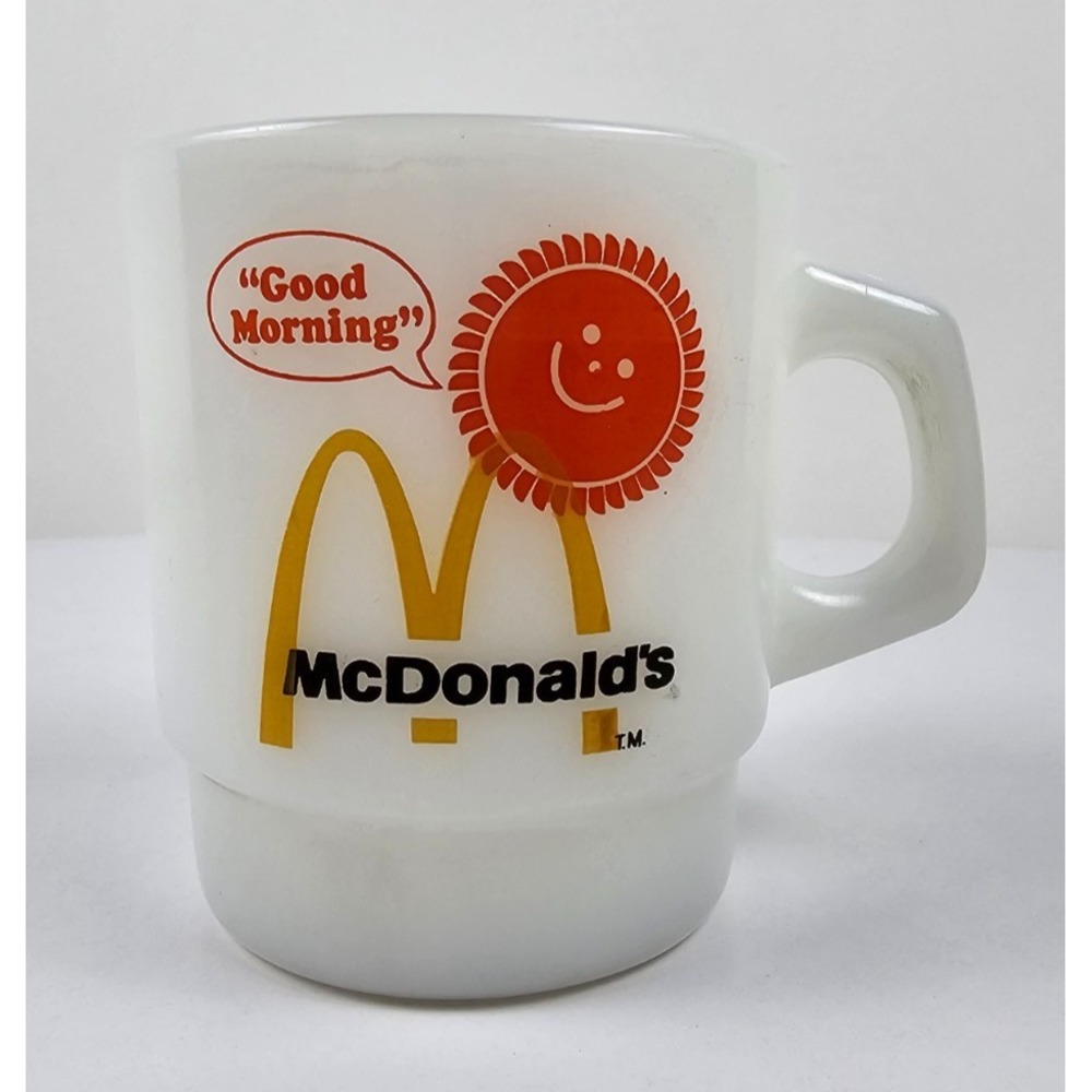 McDonalds "Good Morning" Coffee Mug Anchor Hocking Fire King Vintage 1970s